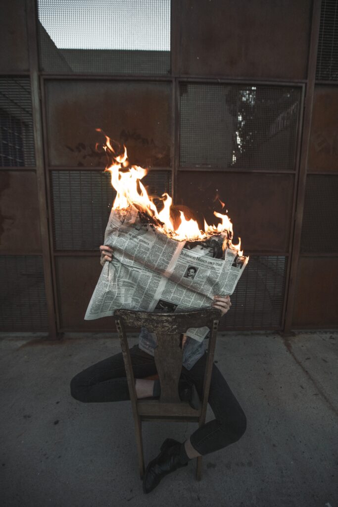 newspaper burning